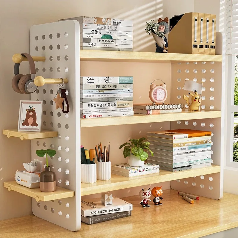 Home widening multi-layer book and magazine display rack, office desk perforated board, multifunctional placement racks