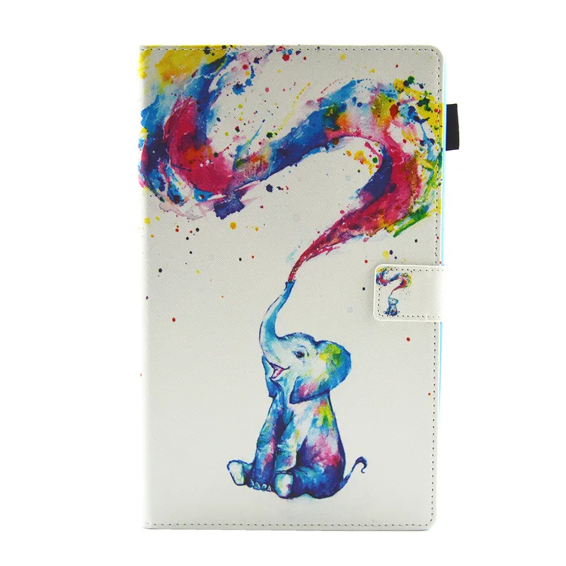 For HD 10 2017 Fashion Cartoon Printed Case Smart Stand Cover Shell with Card Slots for Fire HD 10 2017 10 inch Tablet