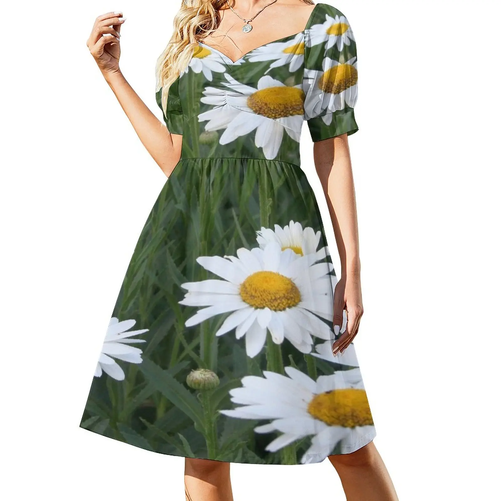 

Daisies In A Garden Flowerbed Photograph Sleeveless Dress Dresses gala dress dresses Woman clothes long dress women