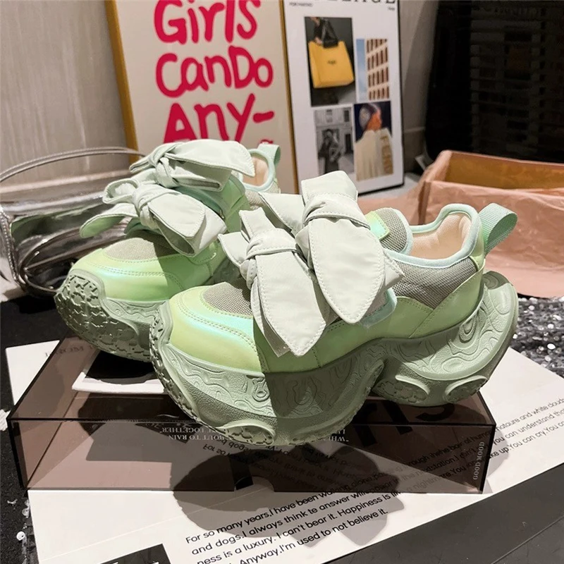 

Women Sport Sneakers Flats Platform Shoes Mesh Bow Summer Sandals 2025 Fashion Breathable Running Tennis Shoes Mujer Zapatillas