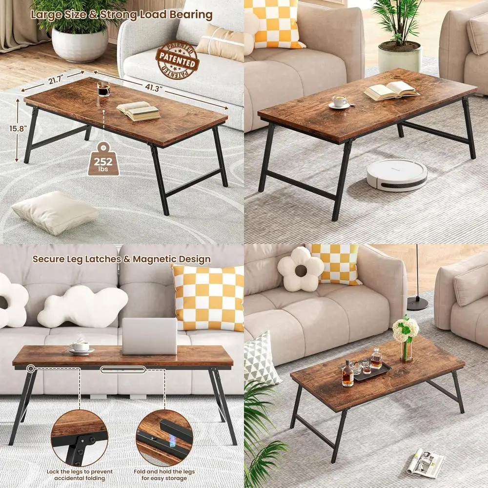 

Portable Sturdy Floor Table Desk for Sitting, Rustic Brown, 41.34L×21.65W×15.75H