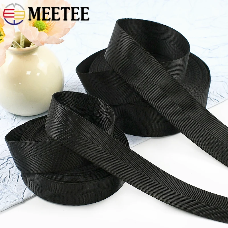 

10M 20-50mm Black Nylon Webbing Strap Sewing Belt Sling Backpack Ribbon Band Pet Collar Bias Binding Tapes DIY Bag Accessories