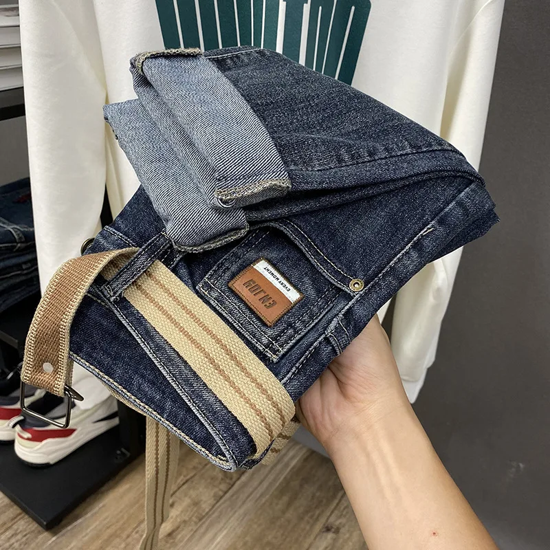 

Повседневные мужские джинсы, осень 2024, новая тенденция, уличная мужская одежда, универсальные эластичные длинные брюки с небольшими ногами