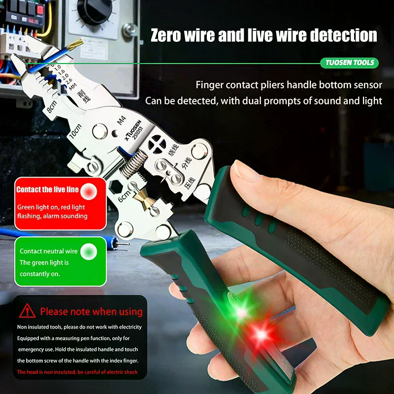 Essential Electrician's Tool, Foldable Wire Stripping Pliers with Cable Cutting and Crimping Functions