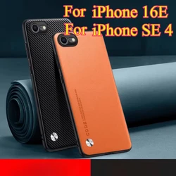 For iPhone 16E 17E Plain PU Leather Case For iPhone SE 4 2025 SE4 5G  Matte Cover Silicone Shockproof Soft Edge Back Cover