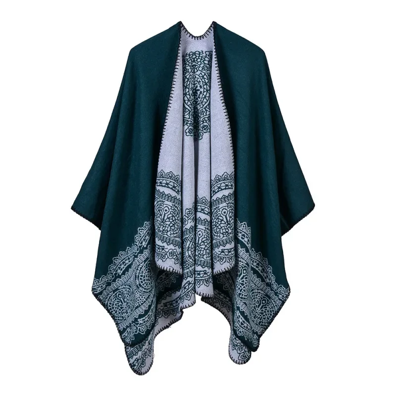 Women's Lace Pastoral Split Cape Ponchos Classic Wearing Shawl