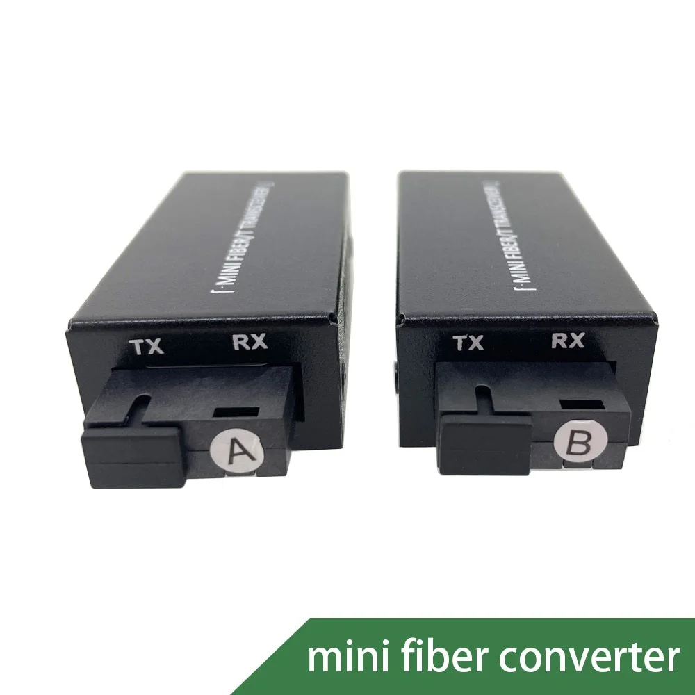 1 Pair Mini Gigabit Fiber Media Converter 100/1000Mbps SC to RJ45 Ethernet Optical Switch 3km,20km with Power Adapter