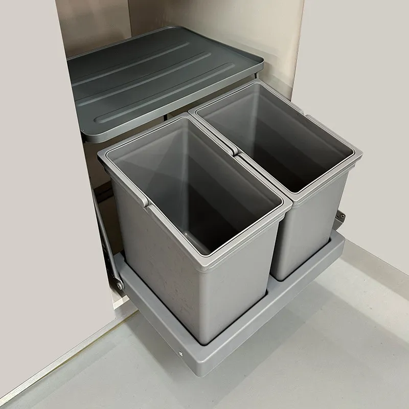 Hidden Kitchen Garbage Bin for Sink Cabinet Narrow Pull Out Trash Can Under Counter Waste Container with Lid Drawer Waste Bins