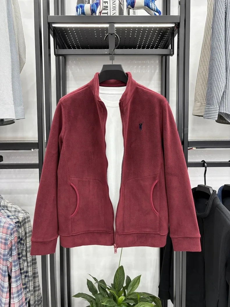 Luxuriöse Plüsch-Winterjacke mit Stehkragen für Herren, Designer-Marke, Pony-Stickerei, Modischer und Bequemer Reißverschluss-Mantel – Detail 16