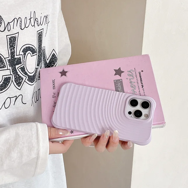 متعدد الألوان الصلبة موجة صغيرة غطاء من السيليكون تغطية كاملة للصدمات آيفون 15-16 برو ماكس 16pro 16 15 برو ماكس 15pro 15 #4