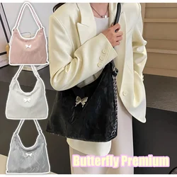 2024 New Backpack Fashion Embroidery Butterfly Simple Dumpling Bag Leisure Soft Surface Large Capacity Women Shoulder Bag