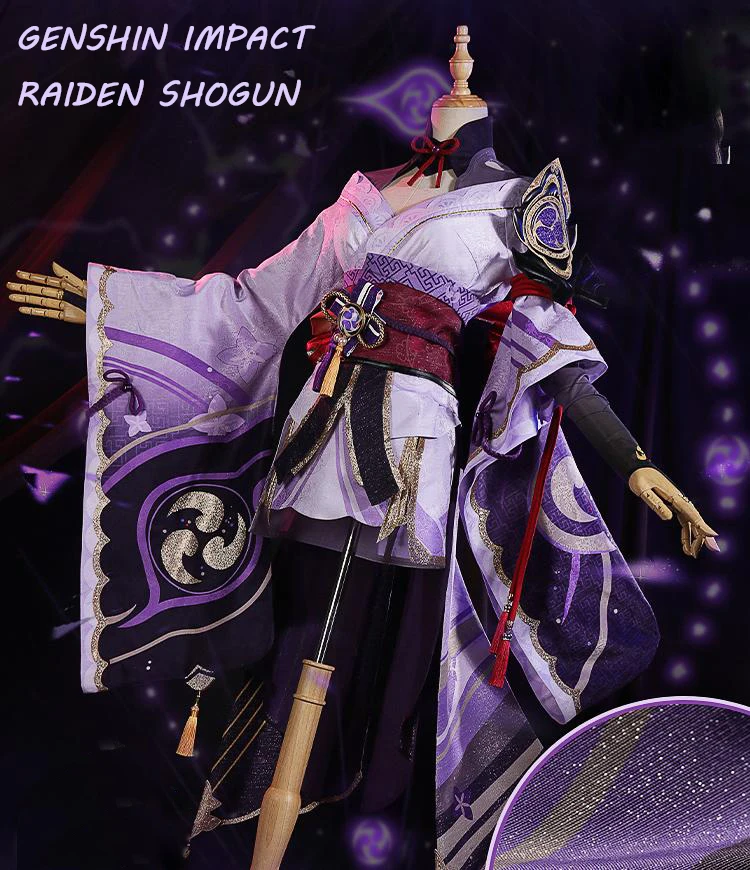 

Game Genshin Impact Cosplay Raiden Shogun High Quality elegant slim Costume Wig Kimono Dress Uniform Party RolePlay