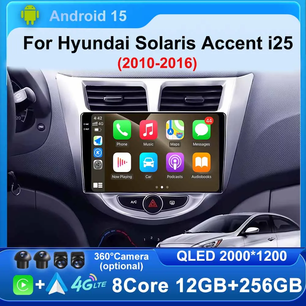 

Car Multimedia Radio Video Player for Hyundai Solaris Accent i25 2010 - 2016 Android Auto Wireless Carplay Touch GPS Navi Screen