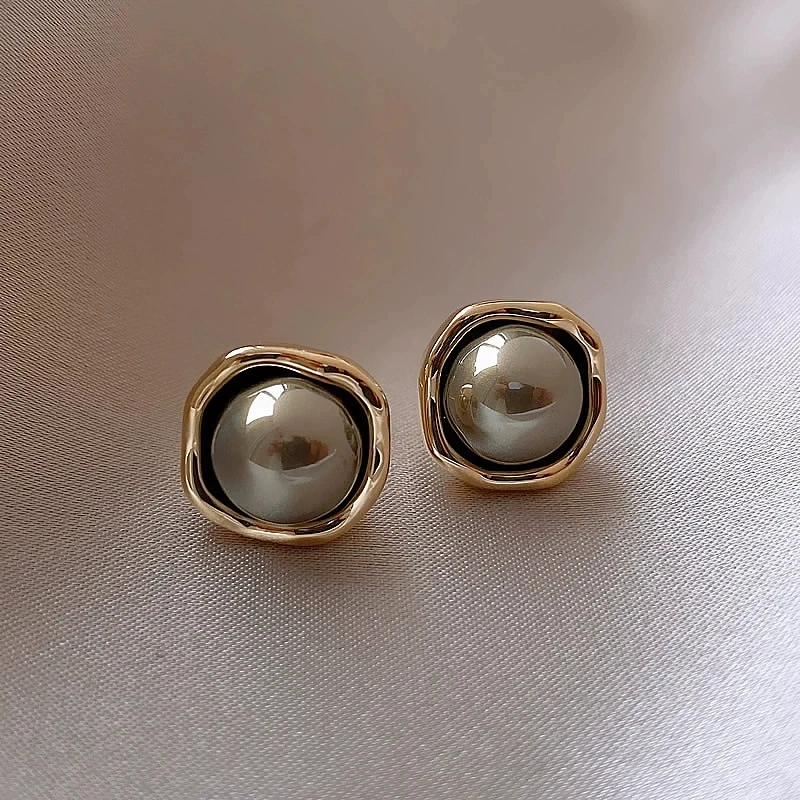 Pendientes simples de perlas de imitación grises para mujer, joyería con temperamento de diente de león geométrico, regalo del Día de San Valentín para niña