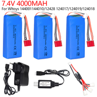 7.4V 4000mAh Lipo battery FOR Wltoys 144001 144010 124017 124019 12428 12423 Upgraded rechargable battery for RC cars boat parts
