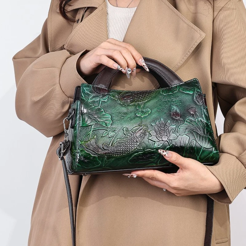 Light Luxury Retro Chinese Ethnic Women's Shoulder Bags High-end Gift-giving Printed Handbag New Multi-compartment Crossbody Bag