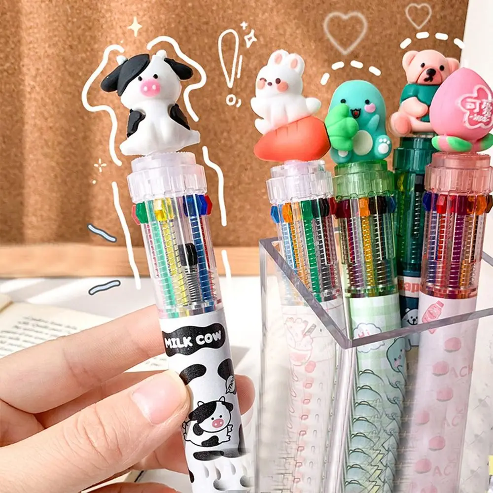 Office Supplies Quick Dry 0.5mm Durable Student Stationery 10 Multicolored Pens Writing Drawing Pen Animal Ballpoint Pens