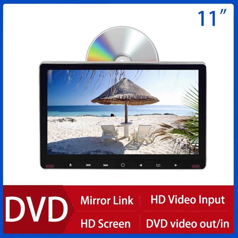 11.6 Inch HD DVD Car Headrest Monitor Multifunction Rear Seat Entertainment MP5 Player DVD Input&Output 3.5mm Headphone Jack USB