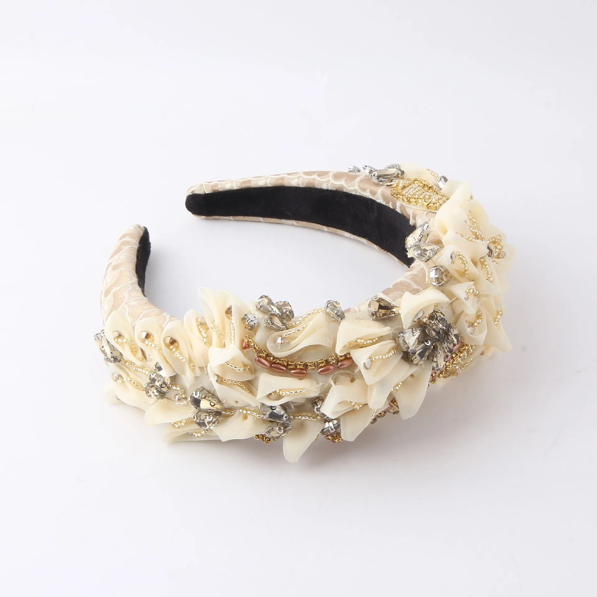 European and American New Fashion Luxury Sponge Beaded Headband Women's Hair Accessories