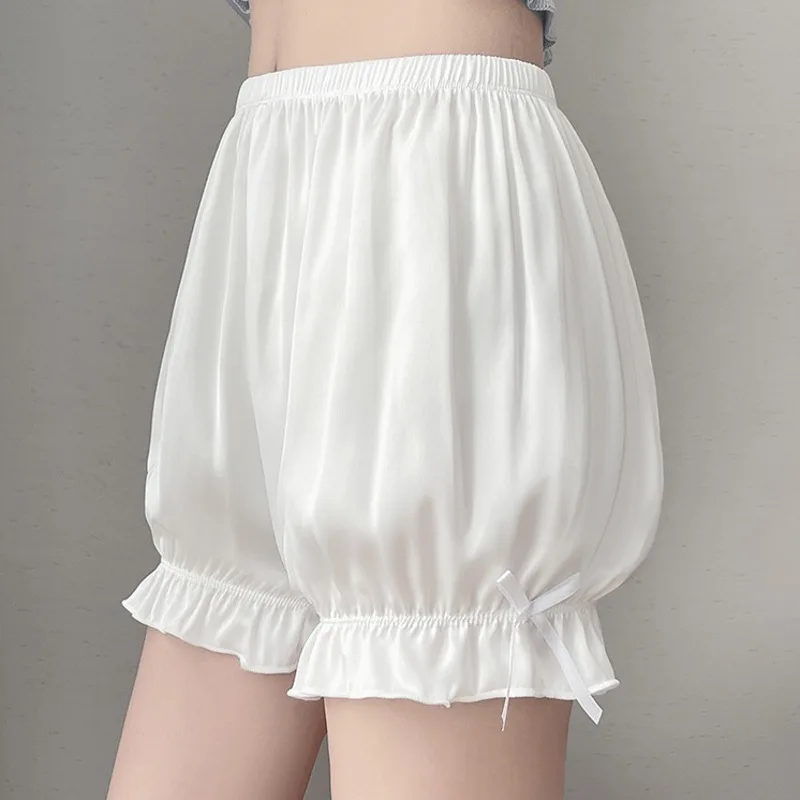 White Black Safety Pants Women's Anti-slip Unrolled Safety Pants Jk Girls 2025 Summer Wear Leggings Loose Elastic Waist Shorts