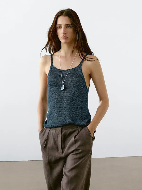 

MD женский летний новый базовый вязаный жилет U-Ne с тонкими бретелями, футболка Svel для поездок на работу, топ, цвет пуловер