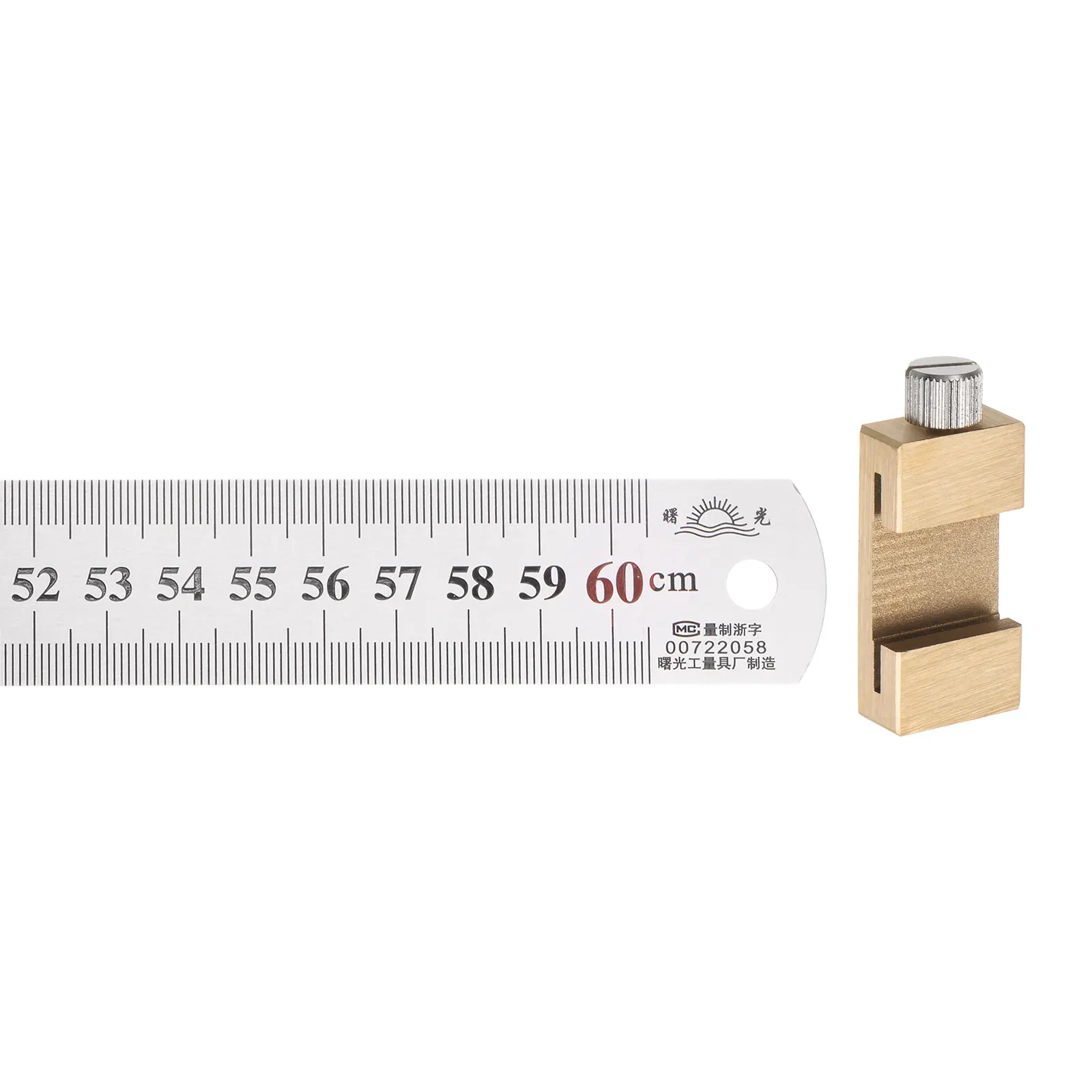 2 in 1 Stainless Steel Ruler with Scriber Block 60cm/24