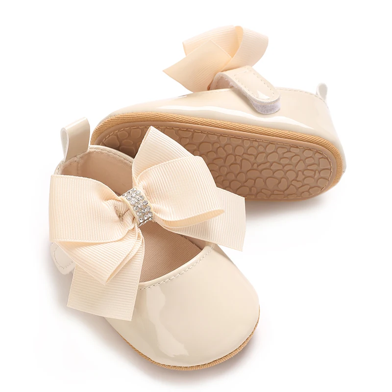 Niedliche Prinzessinnen-Babyschuhe, Frühlings- und Herbstedition, Schmetterlings-Schleifen-Dekoration, weicher PU-Boden, geeignet für 0–1 Jahre alte Babys – Detail 5