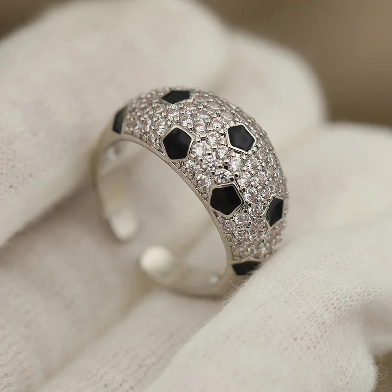جديد البصر اكسسوارات زركونيا هندسية مفتوحة خواتم للنساء الفاخرة كريستال الزفاف المشاركة الأسود النفط اللوحة خواتم مفتوحة #1