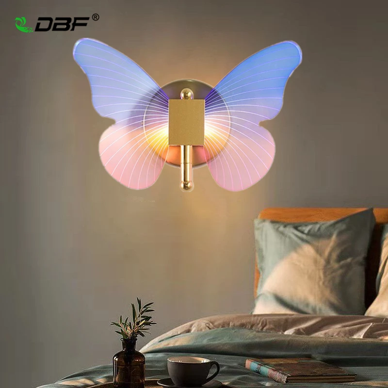 

2022 New LED Wall Lamp Indoor Golden Butterfly Wall Lamp Simple Art Interior Home Decoration Modern Living Room Corridor Bedside