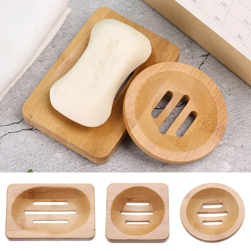 1 Pcs Home Toilet Wooden Soap Tray Drainer Dishes Soap Bath Soap Holder Shower Soap Holder Storage Box Portable Drain Bamboo Box