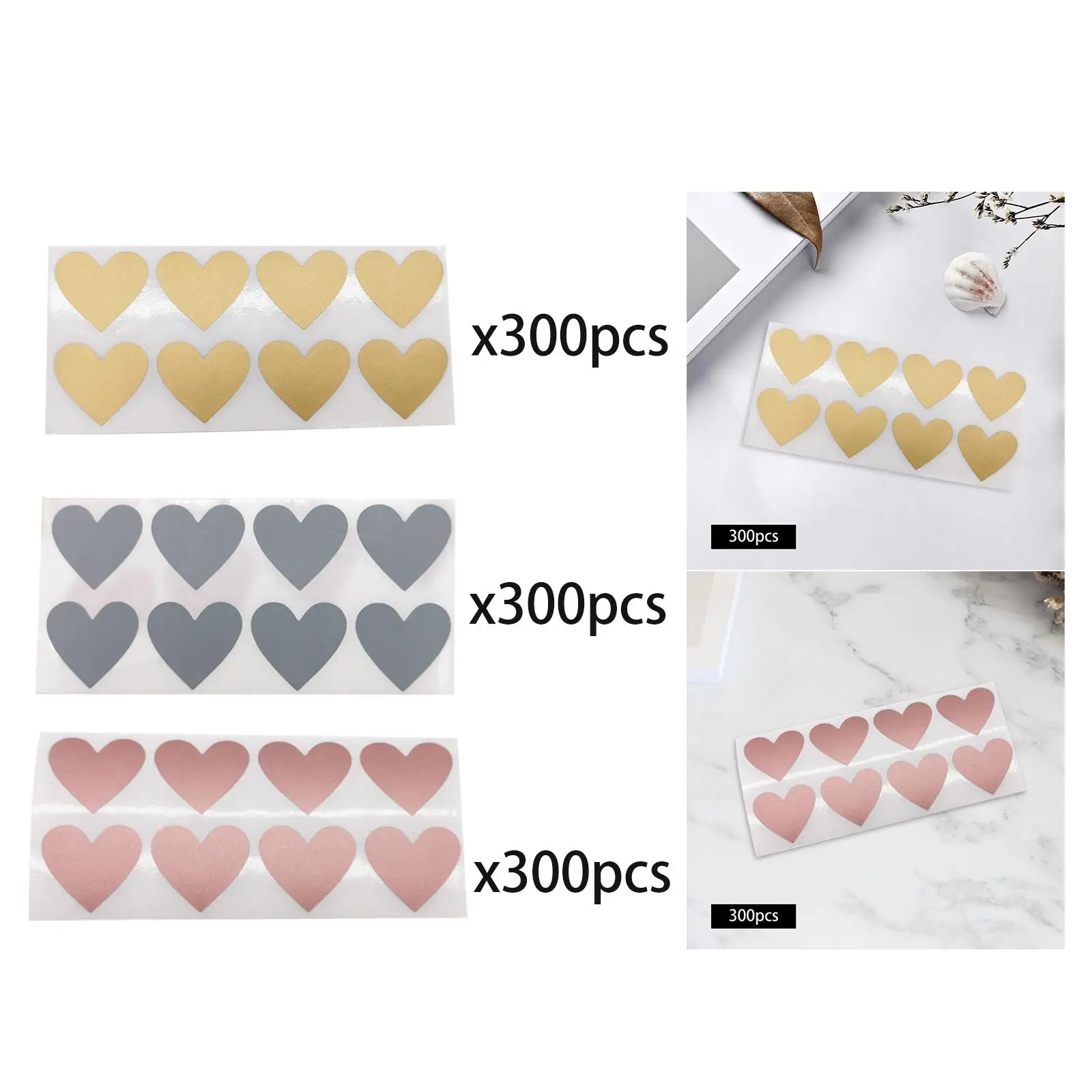 300 Pack Heart Scratch Off Stickers Self Sticky Scratch Card Stickers for Baby Shower Party Favor Wedding Gift Gender Reveal