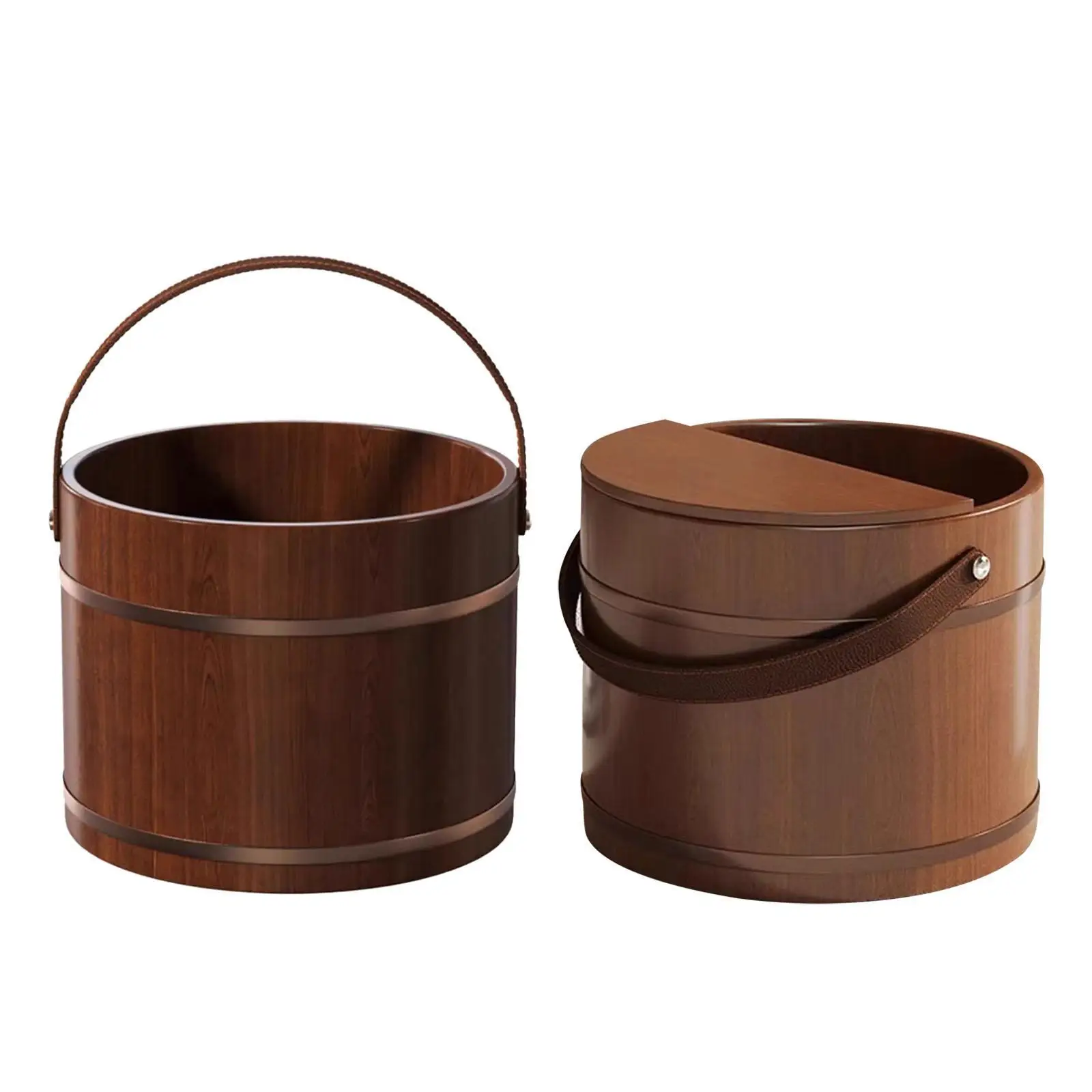 Wood Foot Bath Portable Multipurpose Barrel Pedicure Washing Baths Foot Washing Barrel for Sauna Outdoor Bathroom Travel Bedroom