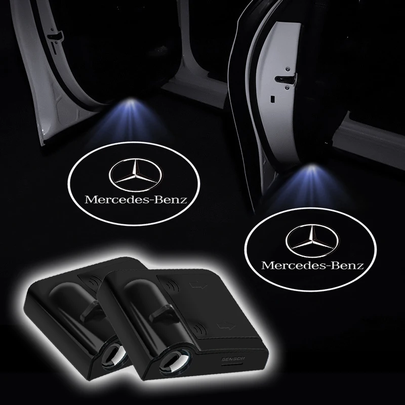 1/2Pcs LED Welcome Light Car Door Projector Lamps Car Accessories Stickers For Mercedes Benz AMG W204 W213 W205 W211 W212 W176