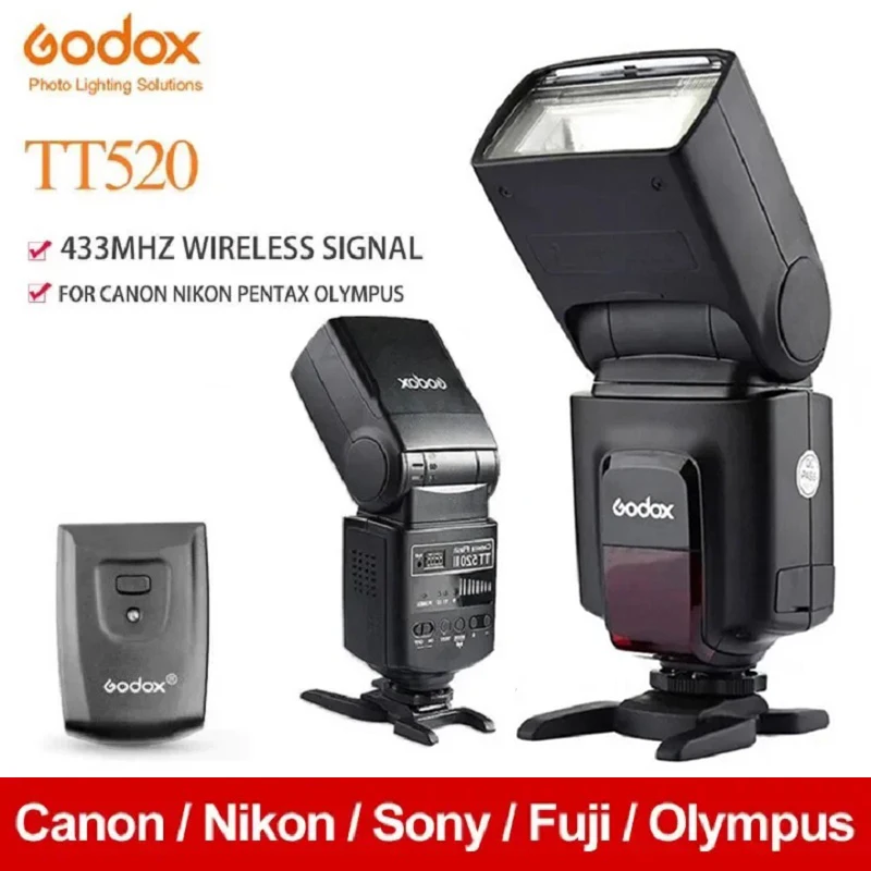 

Godox TT520 II Flash TT520II with Build-in 433MHz Wireless Signal + Flash Trigger For Canon Nikon Pentax Olympus DSLR Cameras