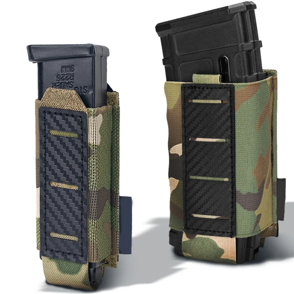 Tactical Magazine Pouch 9mm & 5.56 Mag Carrier Carbon Fiber Camo MOLLE Pouch Airsoft Ammo Bag Mounted on The Belt/vest