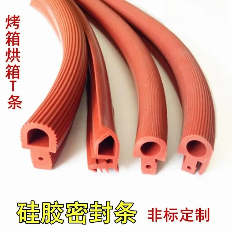 

1M Red T-Shaped Silicone Strip High Temp Sealing for Oven Door DxWxH