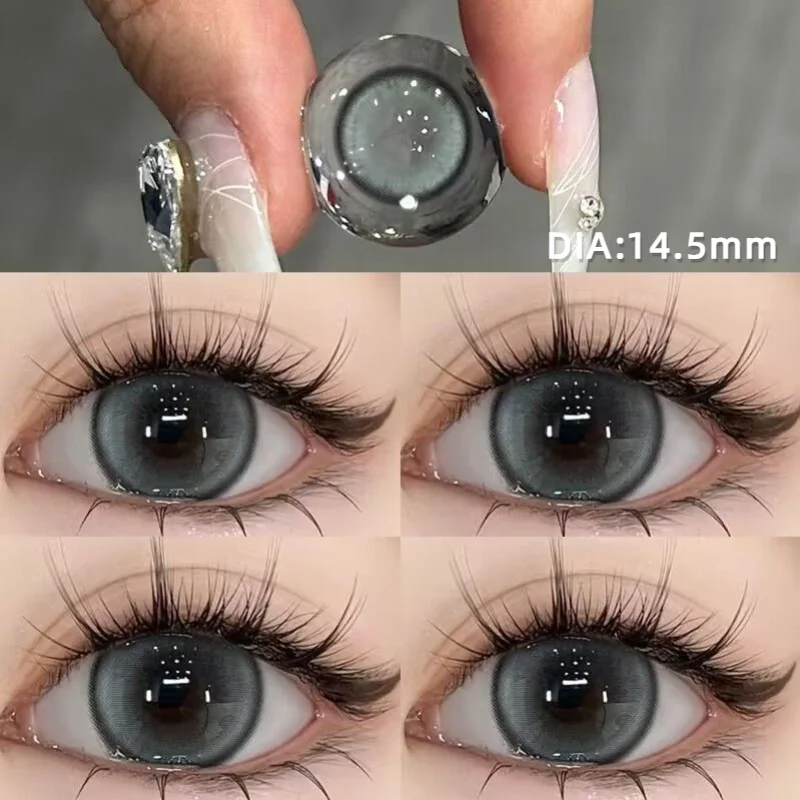 KSSEYE 2PCS Colored Eye Lenses With diopters Contact Lenses Grey Lenses High Quality Natural Pupils Brown Cosmetic Fast Shipping