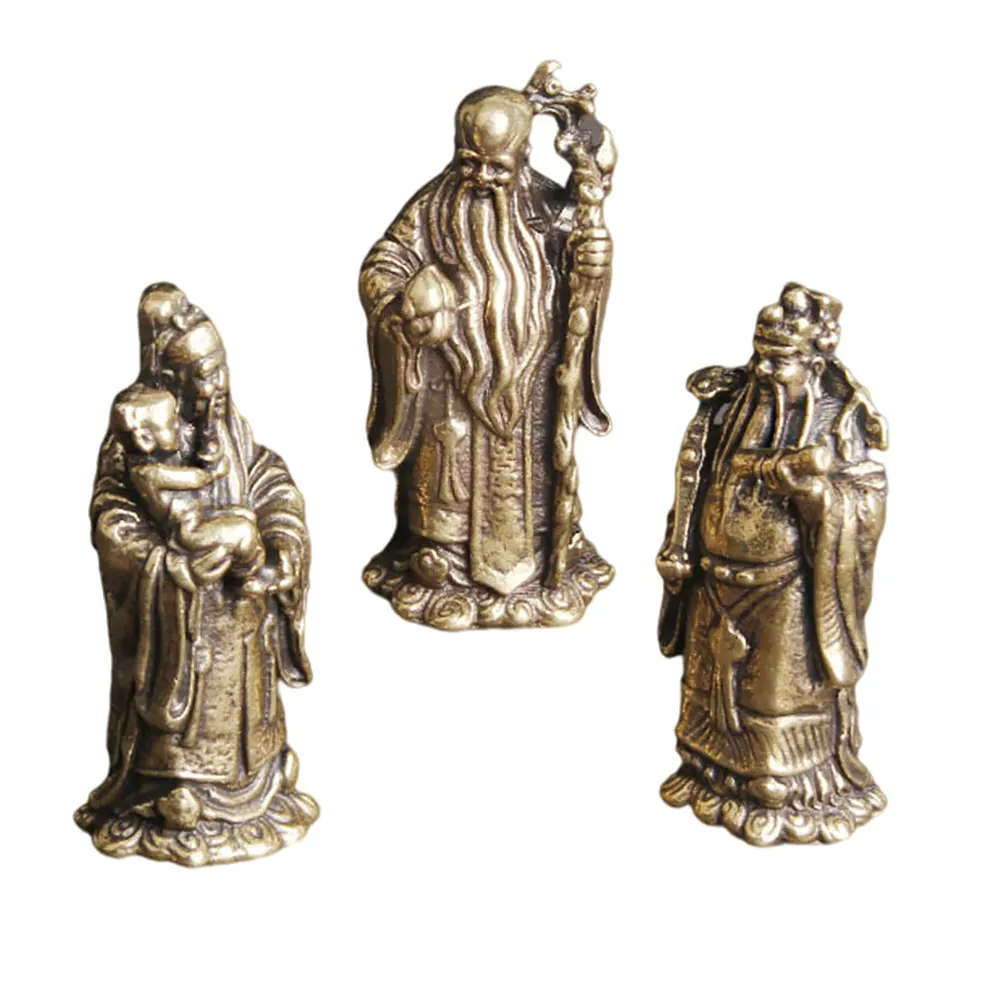 

3Pcs Retro Desktop Decor Creative Brass Immortal Ornament Adornment Stable Small Desktop Accessory