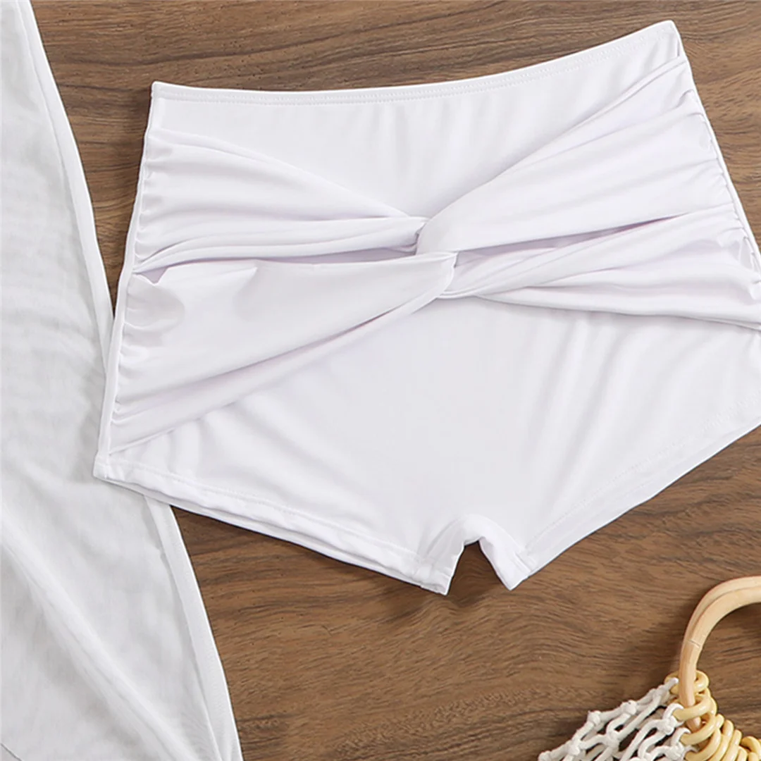 Mit Rock, Metallring, hoher Taille, Bikini, Damen-Badeanzug, dreiteiliges Bikini-Set, Damen-Badebekleidung, Badeanzug, Schwimmanzug V6917 – Detail 10