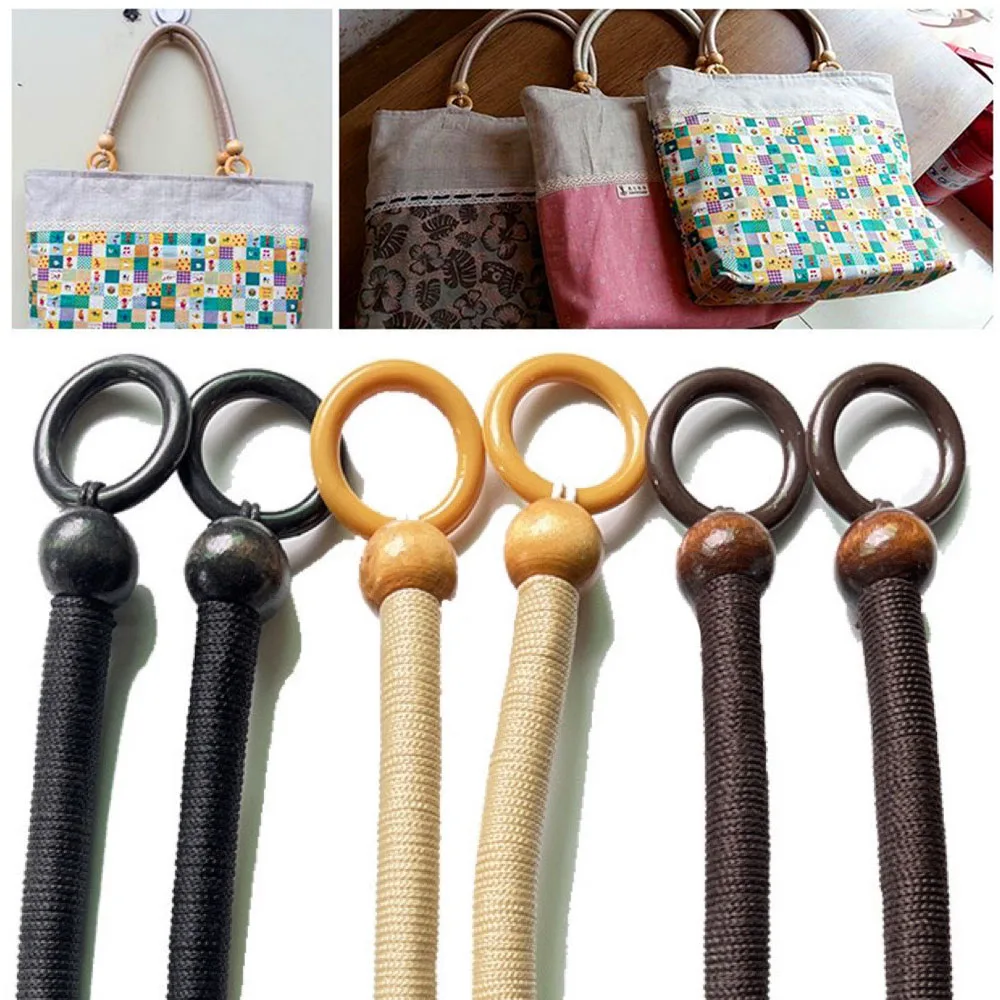 33cm Wood Purse Handle DIY Replacement Wooded Bead Rope Bag Strap Handle Shoulder Belt For Handbag Beads Purse Shoulder Belt