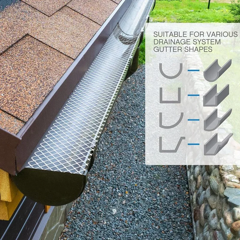Gutter Guard Mesh Filter, DIY Gutter Cover, Screen Protection, Netting Roll, 10 Fixed Cable Tie para Folhas