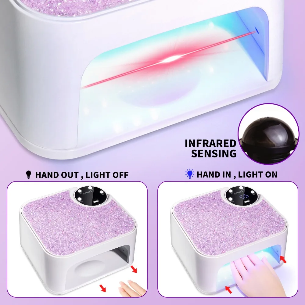 المهنية الأشعة فوق البنفسجية LED مصباح للأظافر هلام آلة مجفف طلاء الأظافر مع 45LED الماس تصميم مسمار المنزل استخدام مانيكير الأشعة فوق البنفسجية الخفيفة