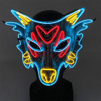 Halloween Neon Glowing Colorful Face Mask LED Light Up Wolf Mask Luminous Cosplay Animal Wolf disguise Mask club Bar Costume