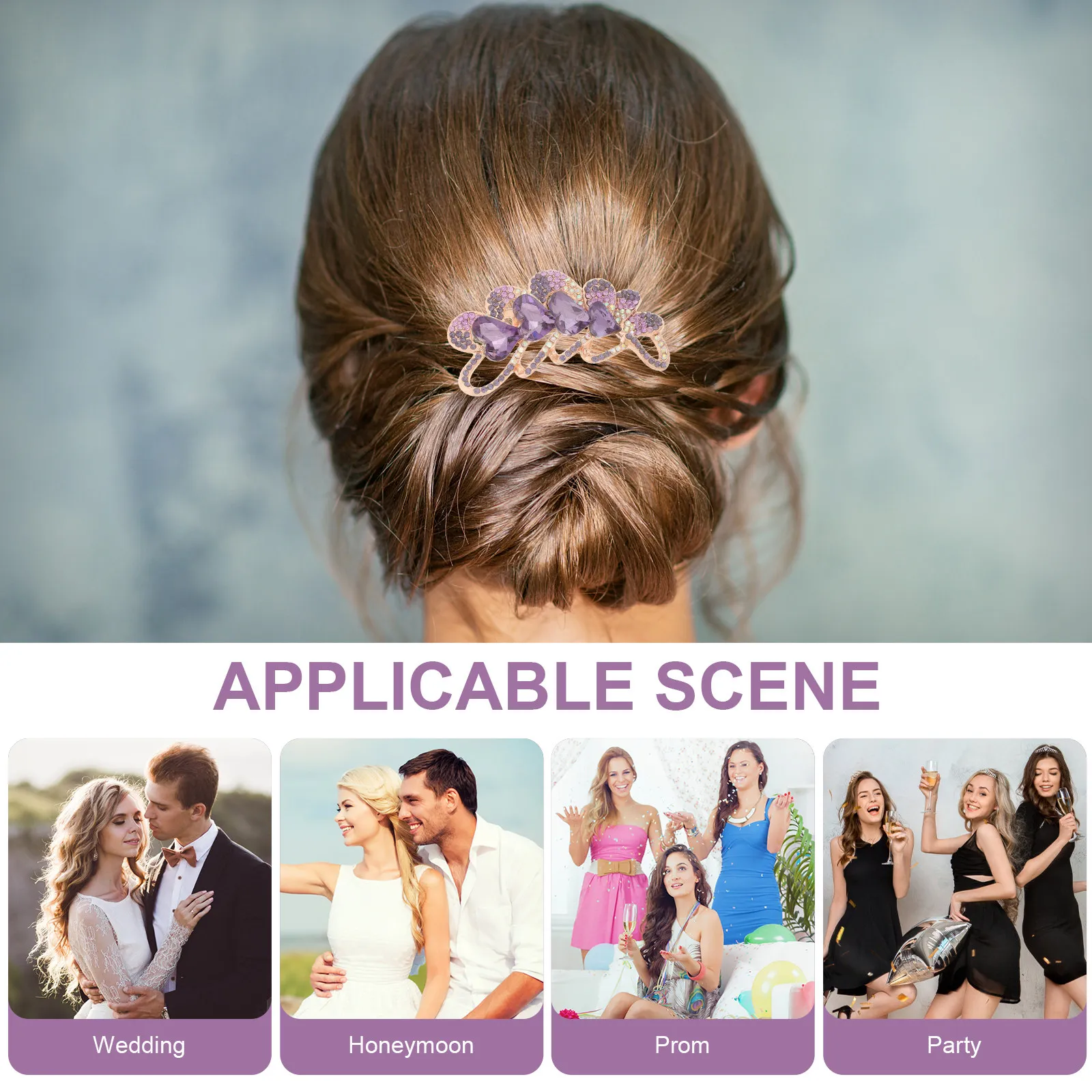 Rhinestone Hair Comb for Women – Elegant Metal Bridal Wedding Hair Clip for Updo, Braid & Ponytail Styling