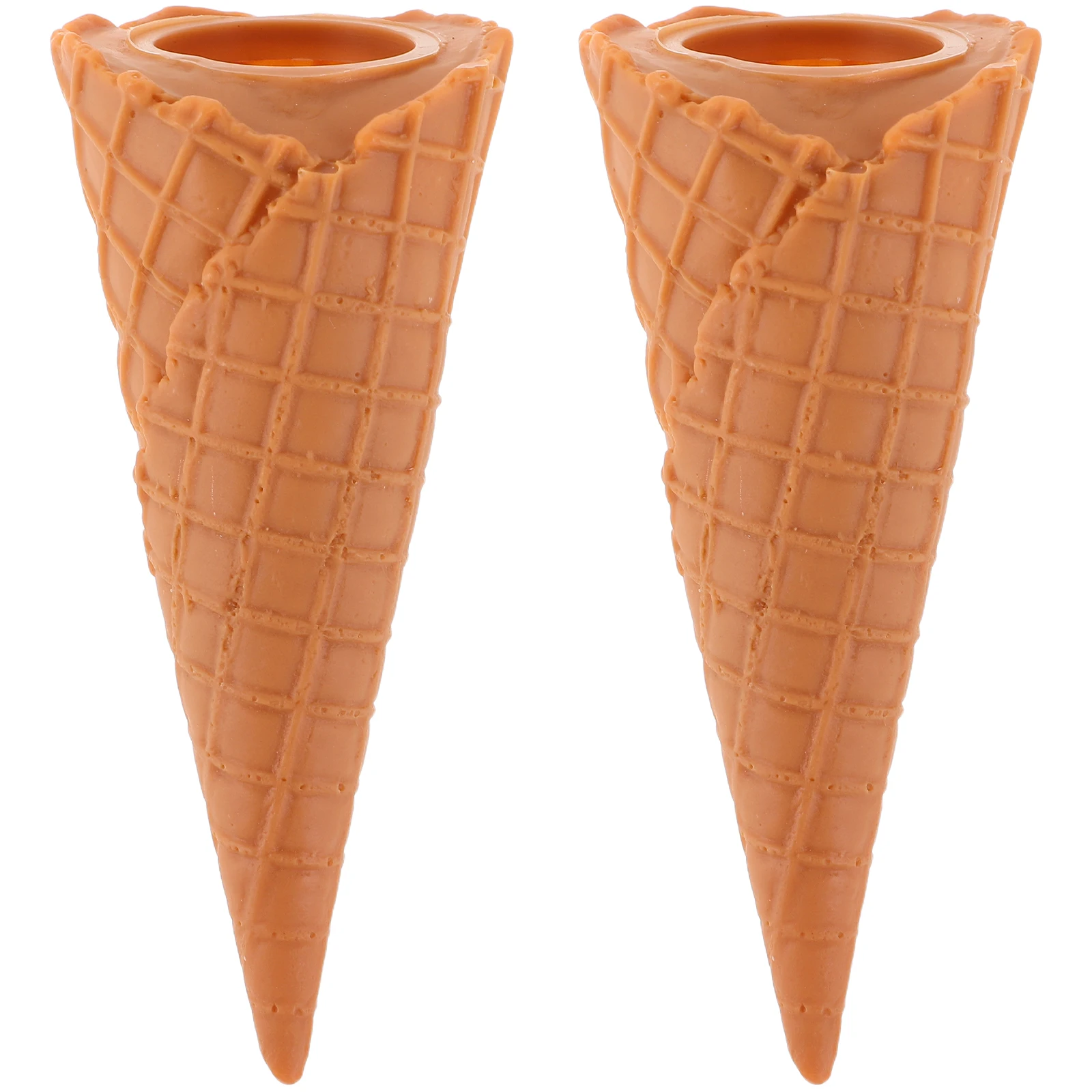 

2pcs Simulated Ice Cream Decoration Artificial Food Model Props Light Brown Cone Realistic Ice Cream Decor Plastic Cone