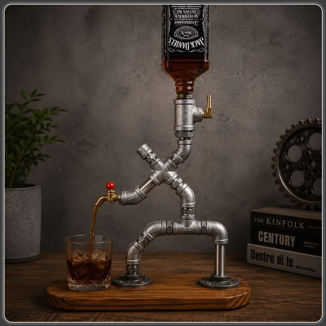 Stainless Steel Water Pipe Robot Drinks Stand For Home Bar Bottle Optics Wine Upside Down Drink Dispenser Decoration Wine Rack