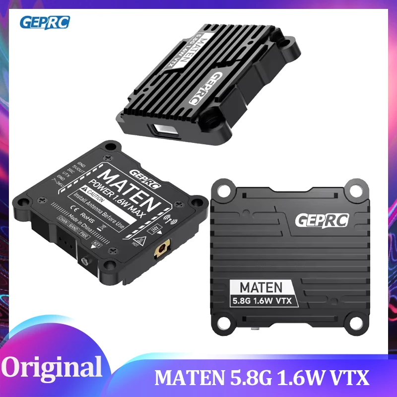 

GEPRC MATEN 5.8G 1.6W VTX 72CH 1600Mw FPV Video Transmitter Built-In Mic PAL/NTSC For FPV Long Range Racing Drone Accessories RC