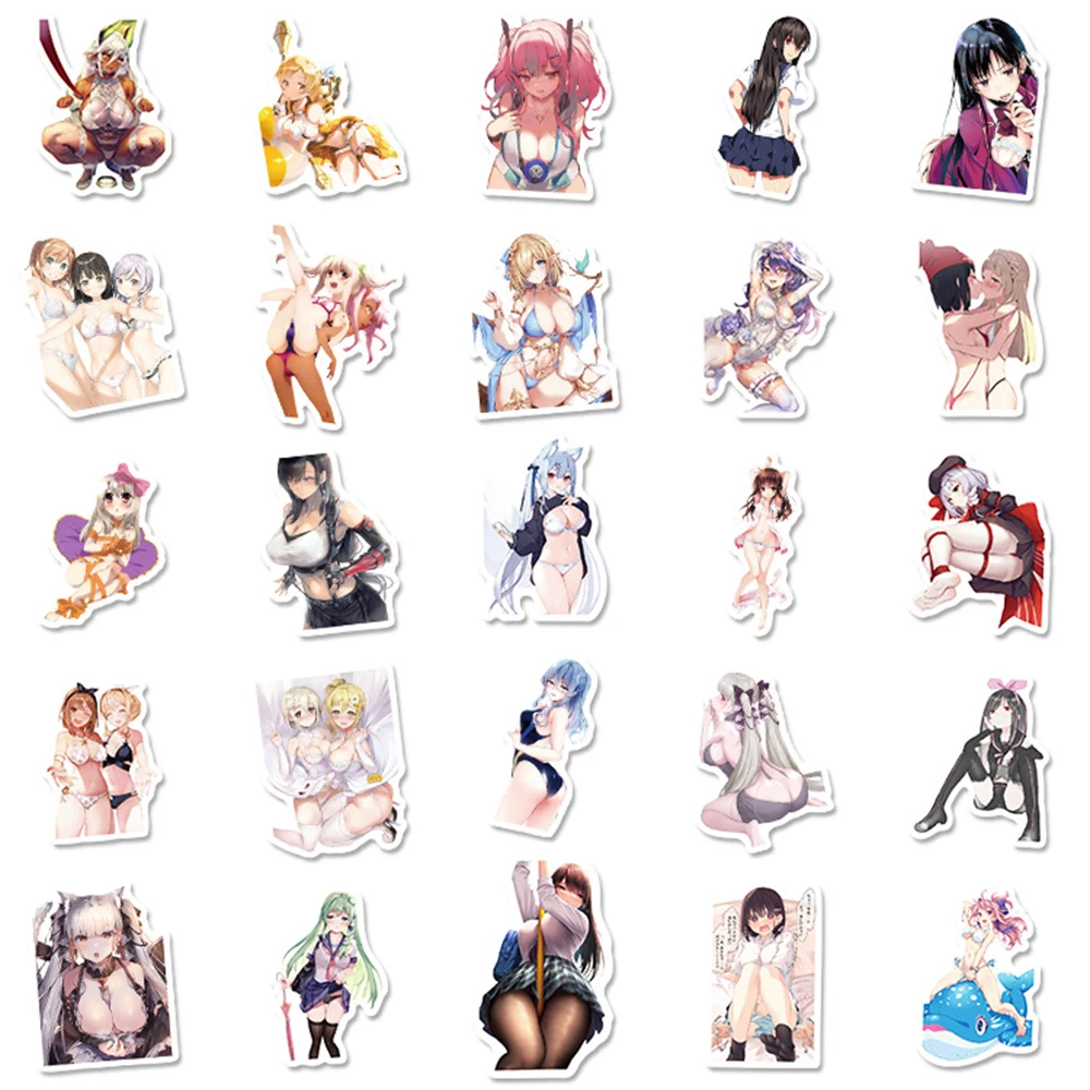 10/30/50PCS Anime Hentai Sexy Girl Waifu Stickers Graffiti Decals Toys for Laptop Suitcase Motorcycle Car Sticker Wholesale