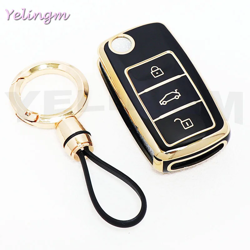 3-Tasten-TPU-Autoschlüsselhülle für VW Volkswagen Amarok Polo Golf 4 5 6 MK4 Bora Jetta Altea Alhambra Passat B5 B6 B7