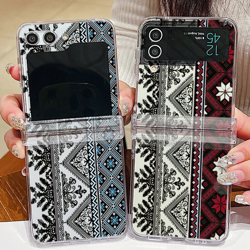 สําหรับ Samsung Galaxy Z Flip7 Flip5 Flip6 กรณี Vintage Totem รูปแบบพับ PC สําหรับ Samsung Galaxy Z Flip 7 6 5 4 3 5G